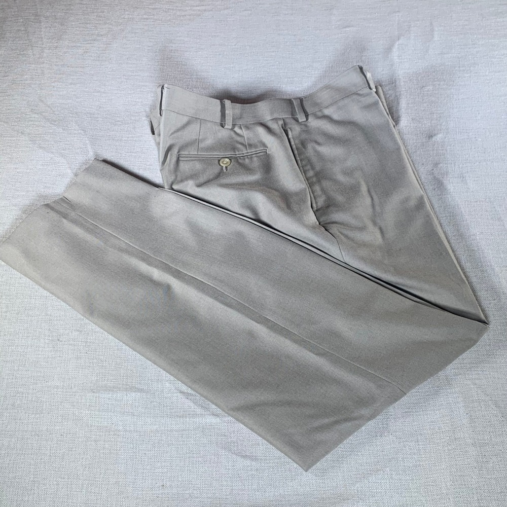 Lauren Ralph Lauren Mens Dress Pant 36x32 Tan Khaki Flat Front Straight Trousers - Picture 1 of 8